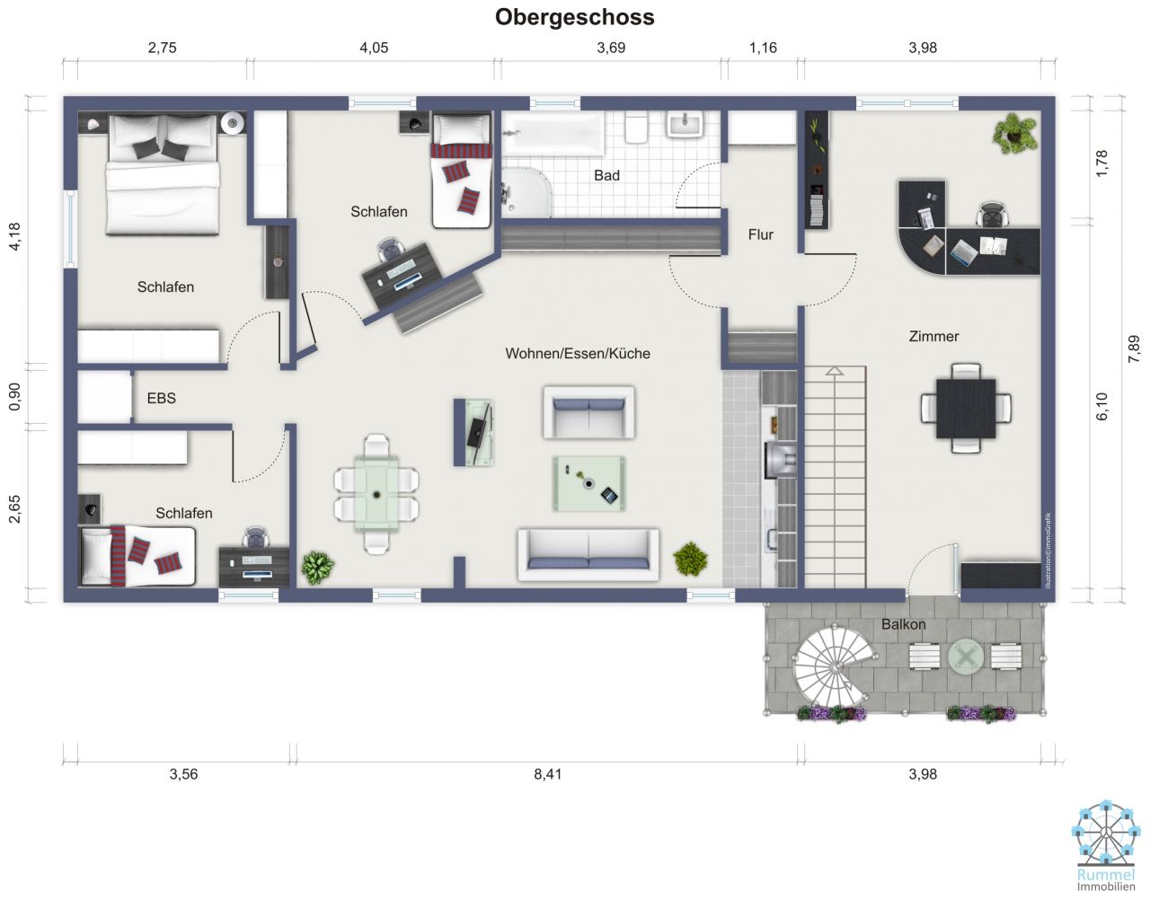 Großzügige Wohnung im Grünen mit Dachterrasse!