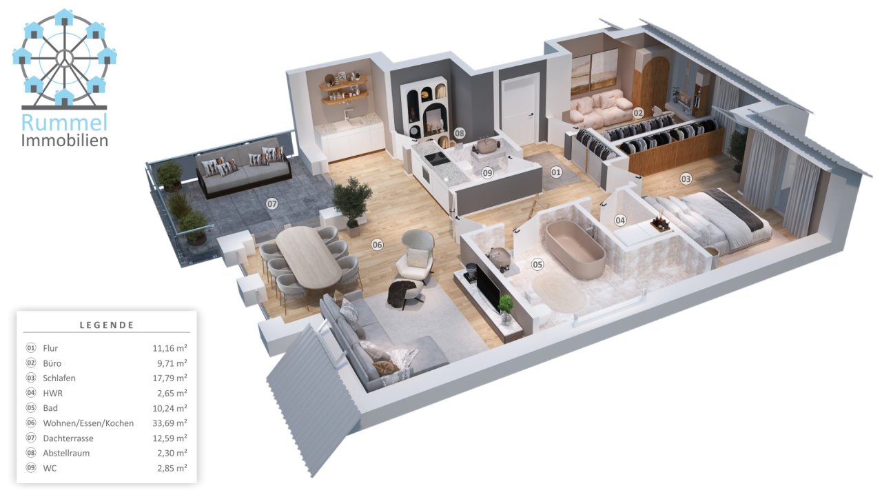 Dachgeschosswohnung mit Dachterrasse, Garten und Stellplätzen!